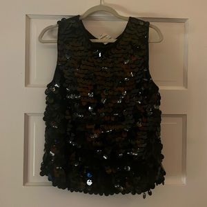J. McLaughlin Black Sequin Embellished Tank Top